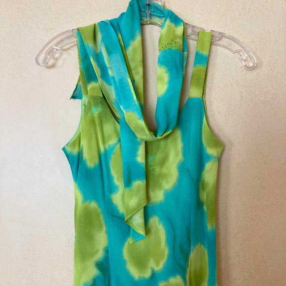 Vintage 3 piece evening dress Lori Weidner size 8 lime green & blue w/ bolero - Picture 3 of 7